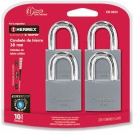 CANDADO HO.38MM C/IGUAL LLAVE(BLIS.X4) (HERMEX)