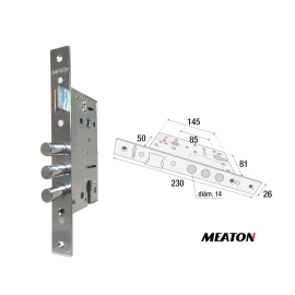 CERRADURA SEGURIDAD 3 PERNOS P/EURO CILINDRO (MEATON)